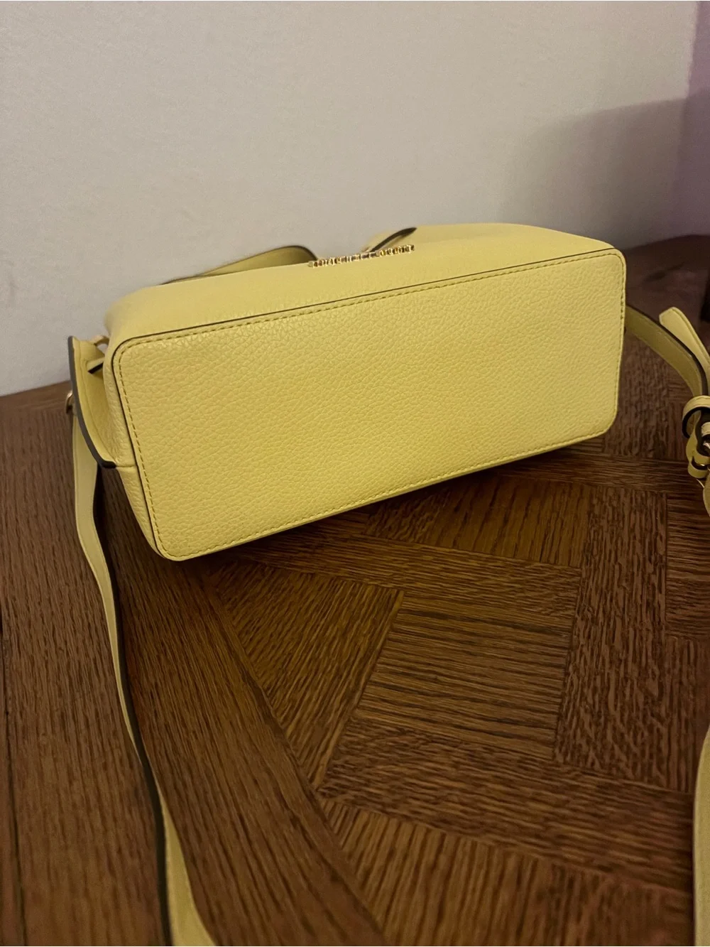 Michael Kors Yellow Leather Satchel with Belt Detail